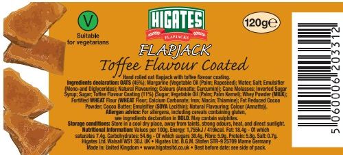 Toffee Flavour Coated flapjacks